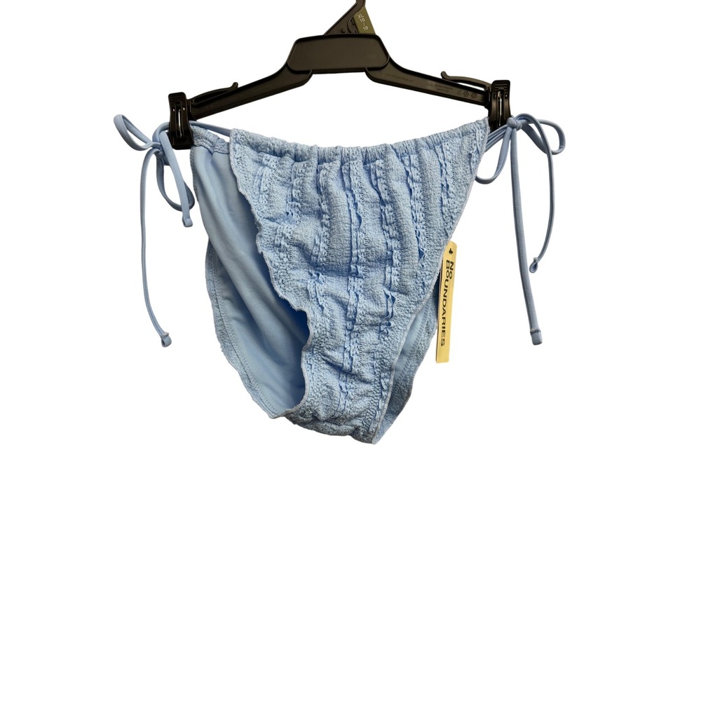 No Boundaries Blue Tile Smocked Side Tie High Leg Cheeky Bikini Bottom XL 16-18